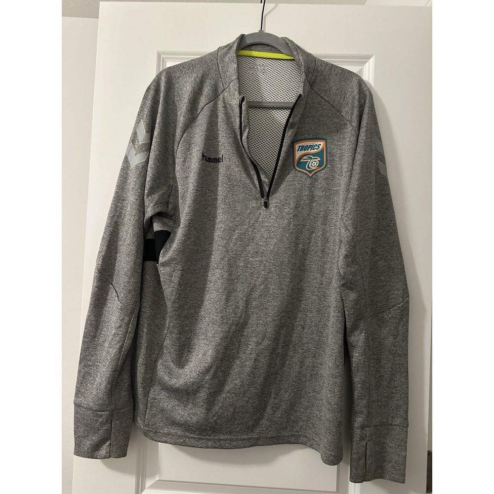 Hummel Florida Tropics 1/4 Zip Training Pullover Gray USA L Soccer Jacket Rare
